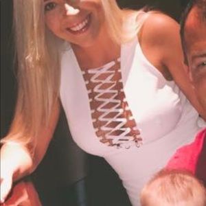 White Top Shop Lace Up Bodycon Dress